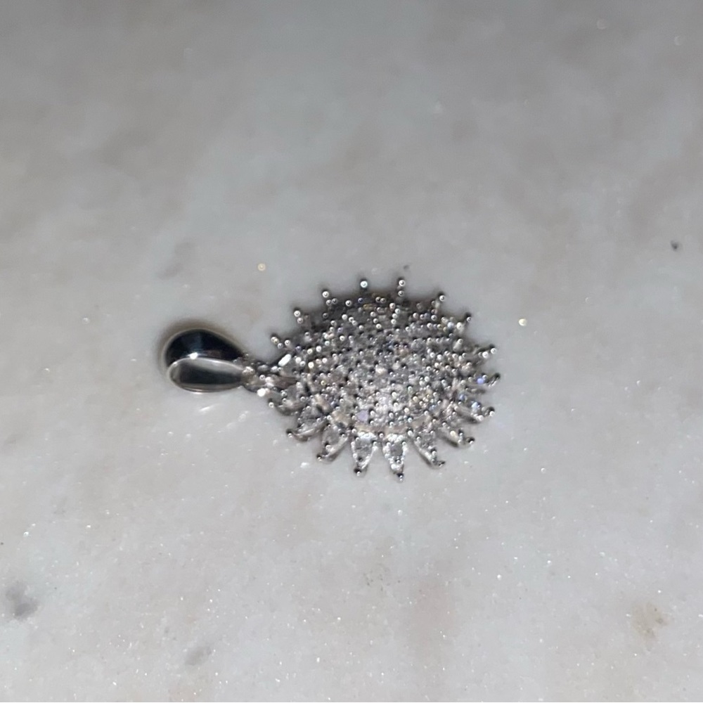 NWT Diamond Sunburst Pendant in Platinum over .925 Sterling Silver .50 carat!!! - Picture 7 of 10